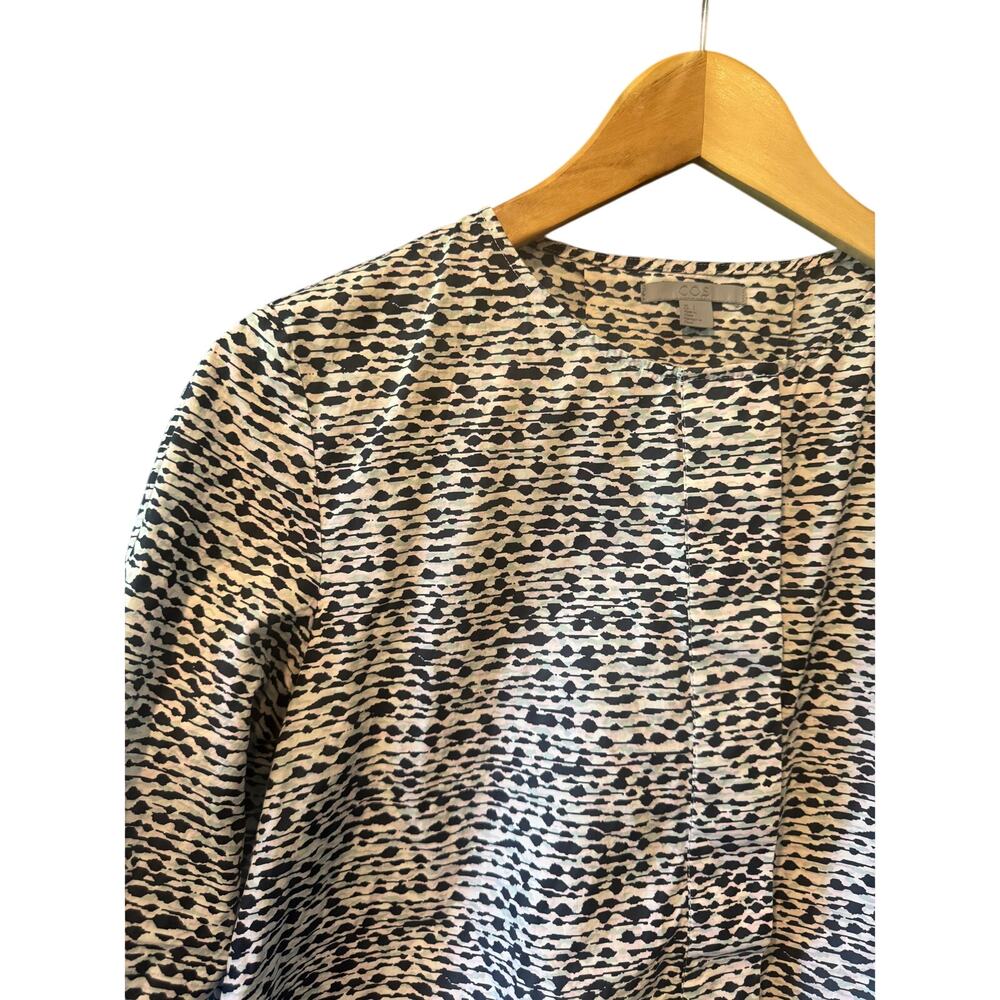 Cos | 100% Cotton Black + White Print Button Down Shirt | Size 2